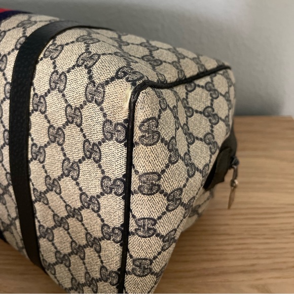 Gucci Vintage Sherry Line Guccissima Canvas Leather Trim Boston Bag - Picture 8 of 14